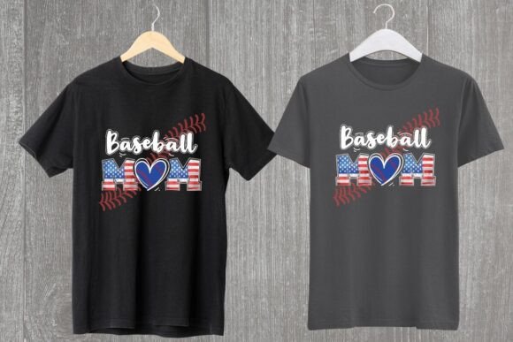 Baseball Mom USA Flag POD T-Shirt Design