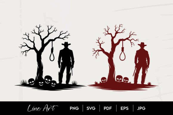 Cowboy Gallows Skull SVG Graphics