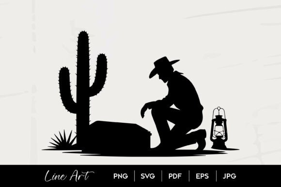 Cowboy Grave Silhouette SVG Graphics