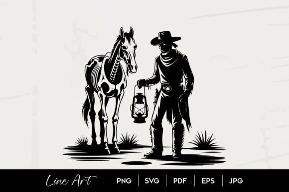 Cowboy Skeleton Horse SVG Graphics