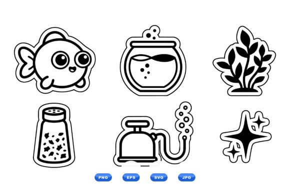 Cute Aquarium Sticker SVG Pack: Graphics for Playful Branding