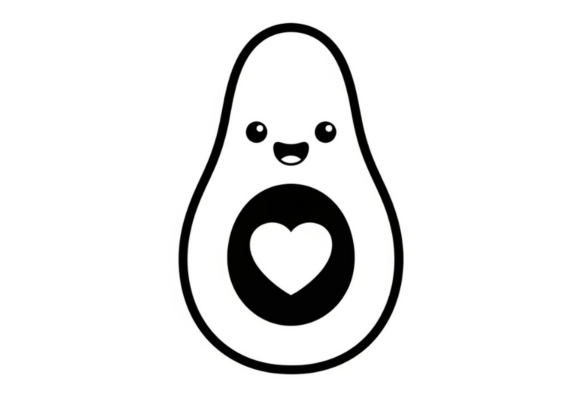 Cute Avocado Heart Kawaii Sticker Design: Graphics & Crafts