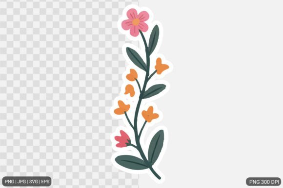 Cute Flower Sticker Design SVG PNG