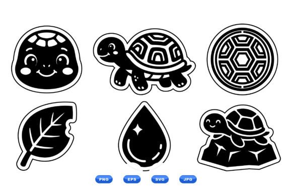 Cute Turtle Sticker SVG Set