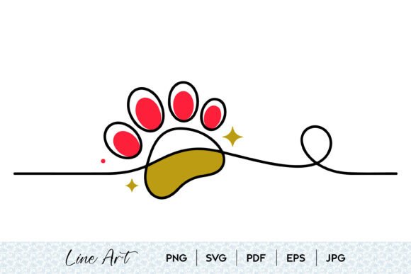 Dog Paw Line Art SVG for Graphics and Illustrations