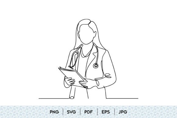 Female Doctor Line Art SVG: Graphics for Creative Projects