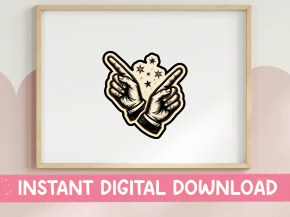 Finger Gun Hands Mystic Stars Sticker
