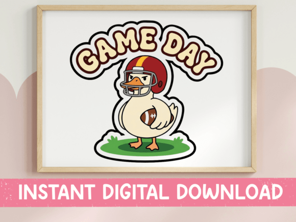 Game Day Duck Football Kawaii Sticker: Graphics & Crafts with Cuteness