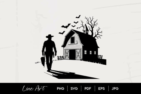 Haunted Barn Cowboy SVG Graphics