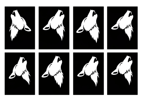 Howling Wolf Silhouette Sticker Pack: Graphics for Crafts