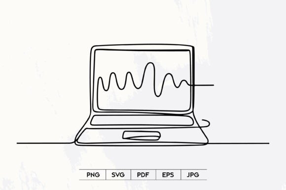 Laptop Analytics Line Art SVG Graphics