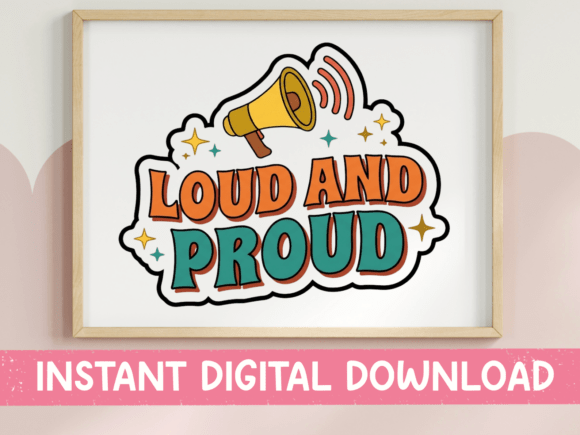 Loud and Proud Retro Megaphone Sticker: Graphics for Crafts