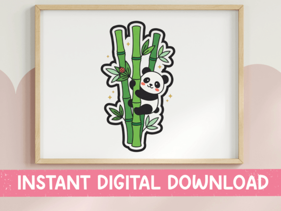 Panda Climbing Bamboo Cute Sticker