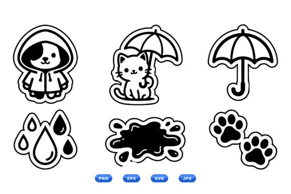 Rainy Day Pet Sticker Svg