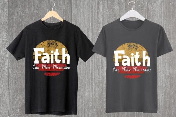 Retro Faith Can Move Mountains POD Shirt Graphics