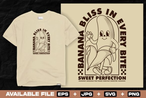 Retro Sweet Banana Cartoon Character Graphics