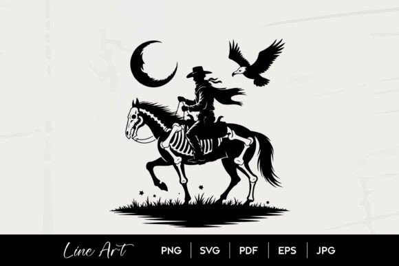 Skeleton Cowboy Horse SVG Graphics