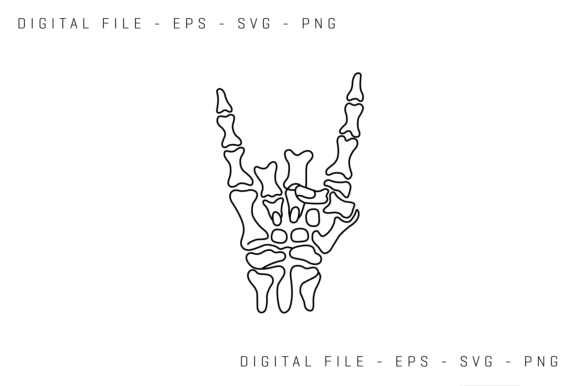 Skeleton Hand Rock and Roll Gesture Graphics