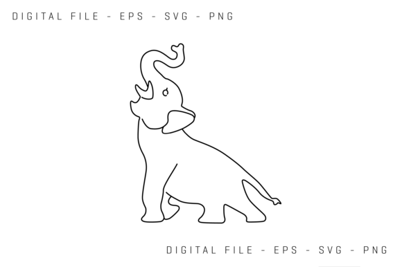 Standing Funny Elephant Line Art Drawing