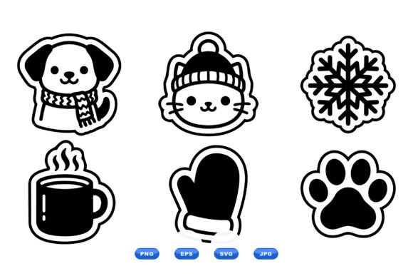 Winter Pet Sticker SVG Pack: Graphics for Seasonal Branding