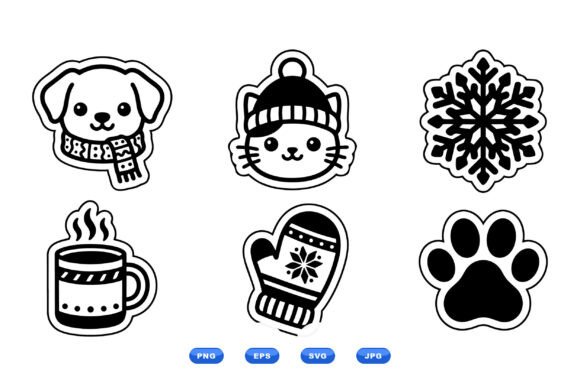 Winter Pet Sticker SVG Set: Graphics and Illustrations for Creative Publishing