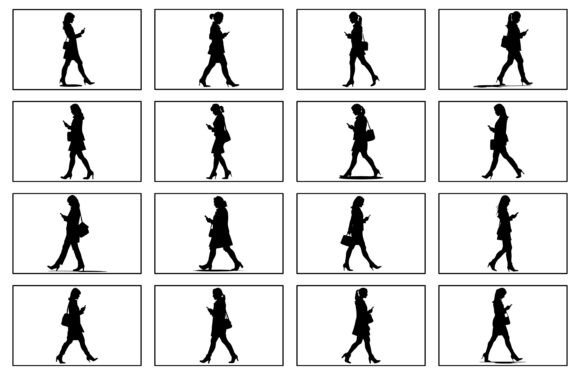 Woman Walking Silhouette Vector for T-Sh Graphics