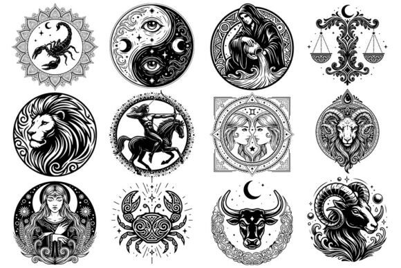 Zodiac Signs SVG Bundle Astrology SVG